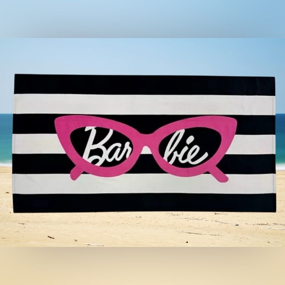 Barbie Black and White Stripe Beach Towel